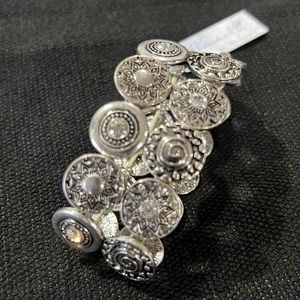 Silver and crystals double stretch bracelet